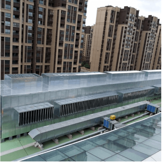 02 武漢天虹廣場(chǎng)樓頂冷卻塔降噪、冷卻塔噪音治理